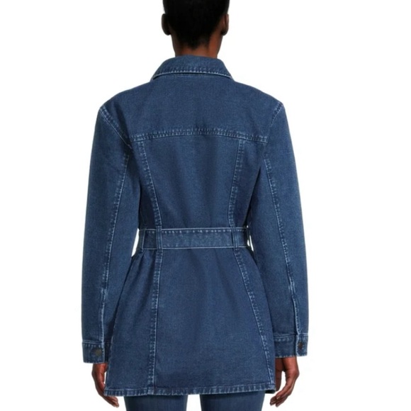 🆕 Women’s Belted Blue Denim Jean Jacket XL 16 18 NWT Time and Tru New! - Picture 4 of 10